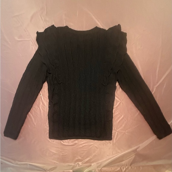 IRO Black Ruffled Wool Blend Knit Sweater Size XS MSRP $395 - Picture 5 of 9
